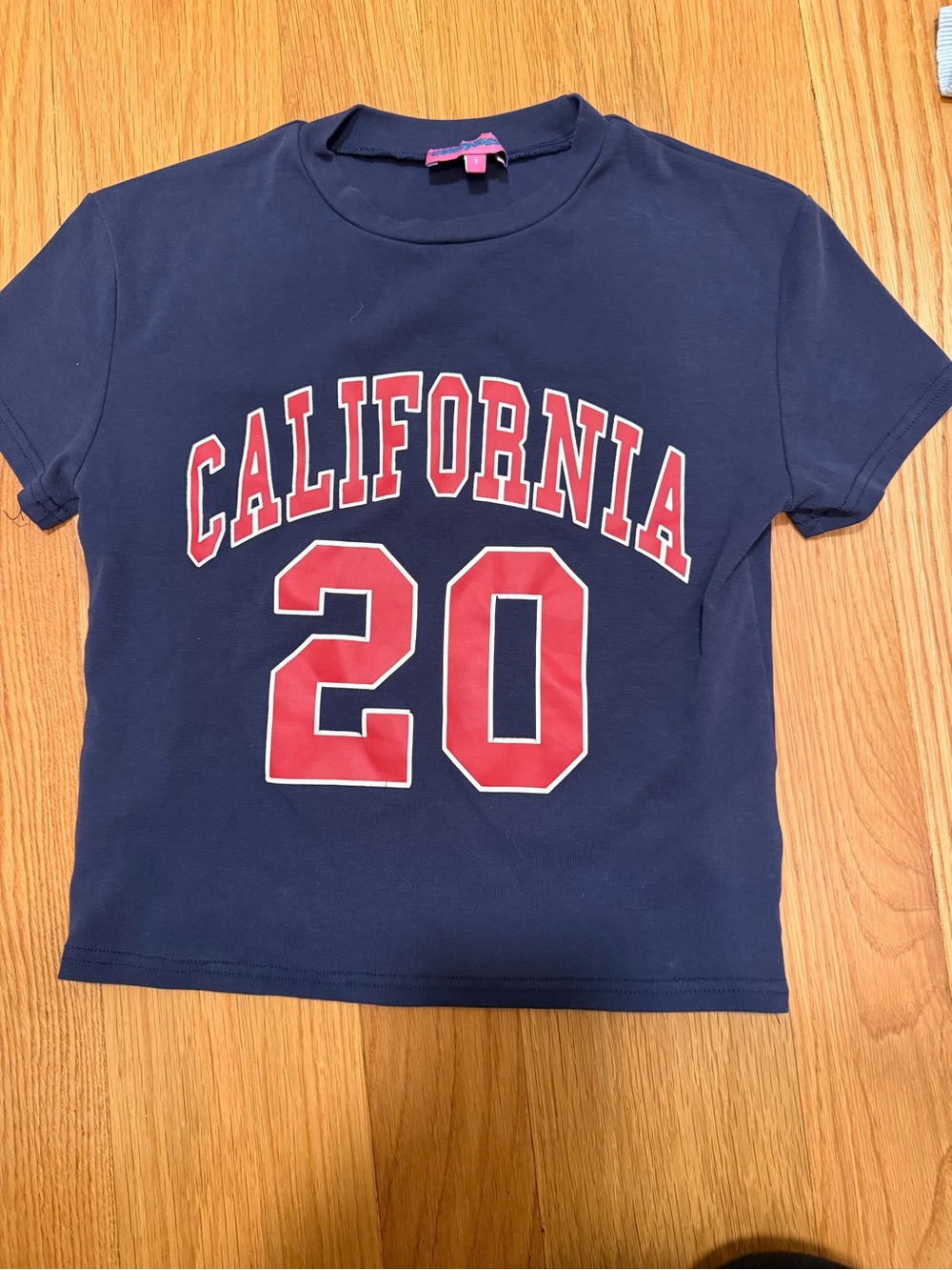 Edikted Navy Tee with Red 'California 20' Graphic